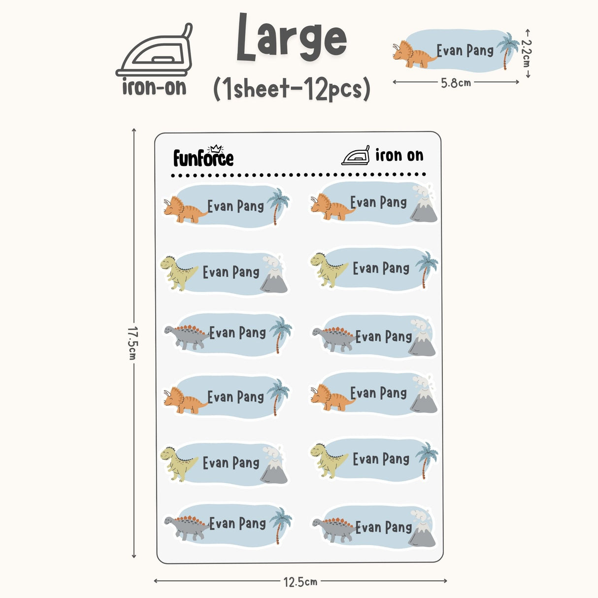 Dinosaur - Iron on Label