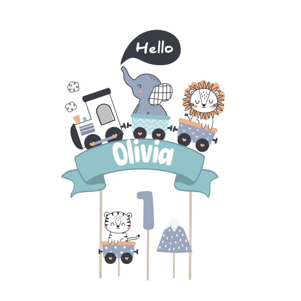 Train Party Personalised Cake Topper