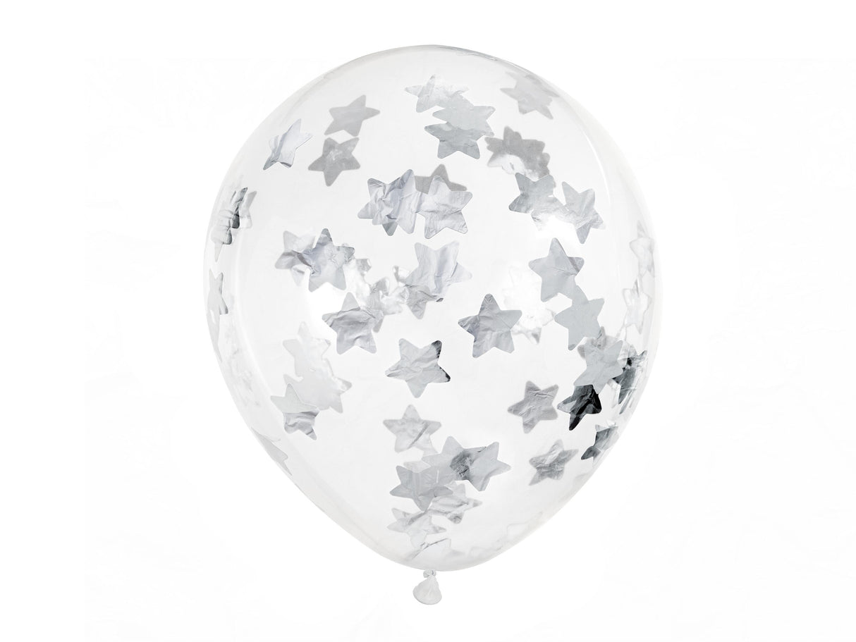 12inch Confetti balloons - silver star