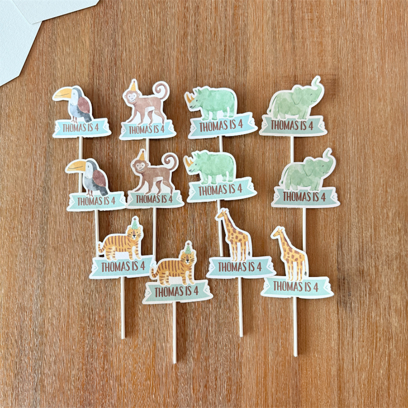 Personalized Safari Animal Theme CupCake Topper