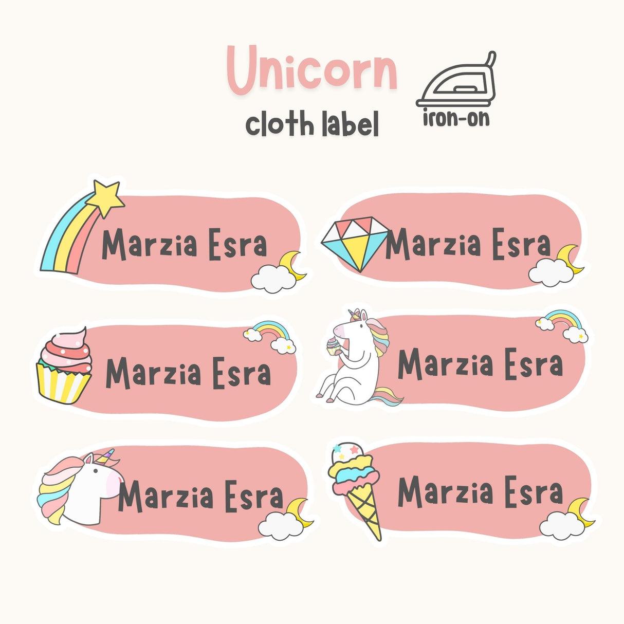 Unicorn - Iron on Label