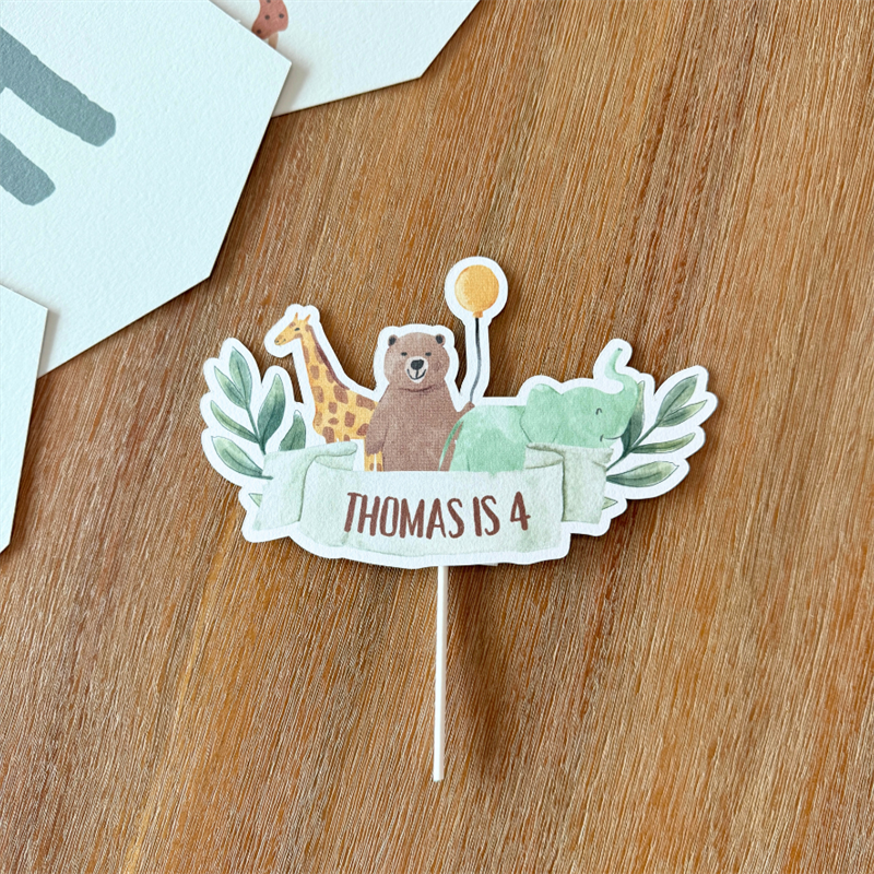 Personalized Safari Animal Theme Personalised Cake Topper