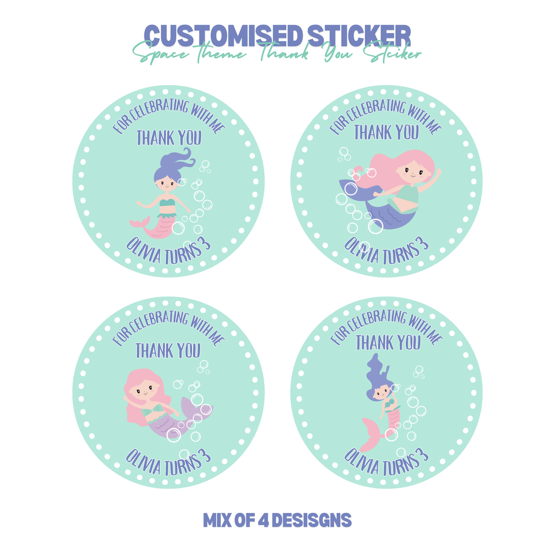 Personalized Mermaid Theme Birthday Sticker