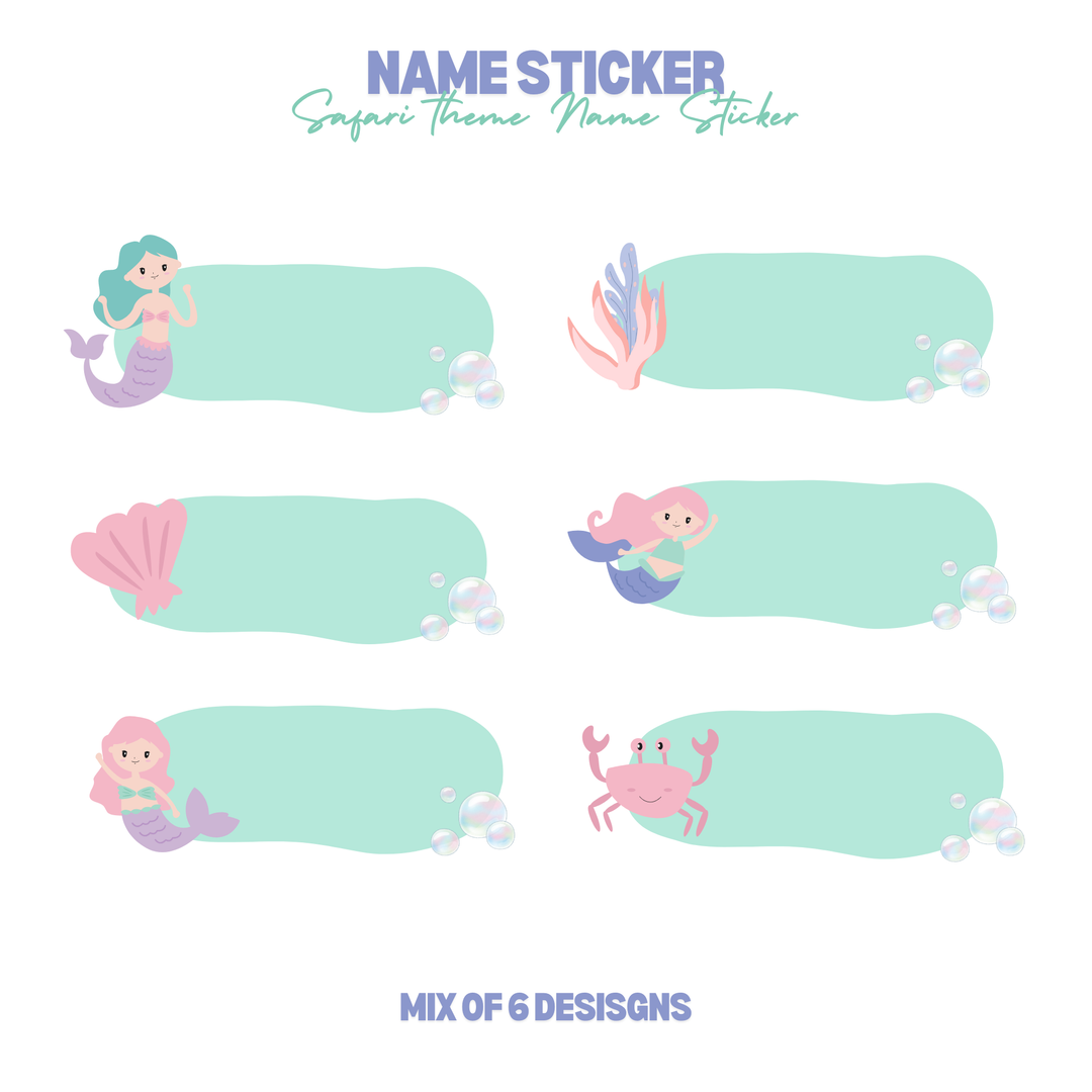 Personalized Mermaid Theme Customized Name Sticker Set