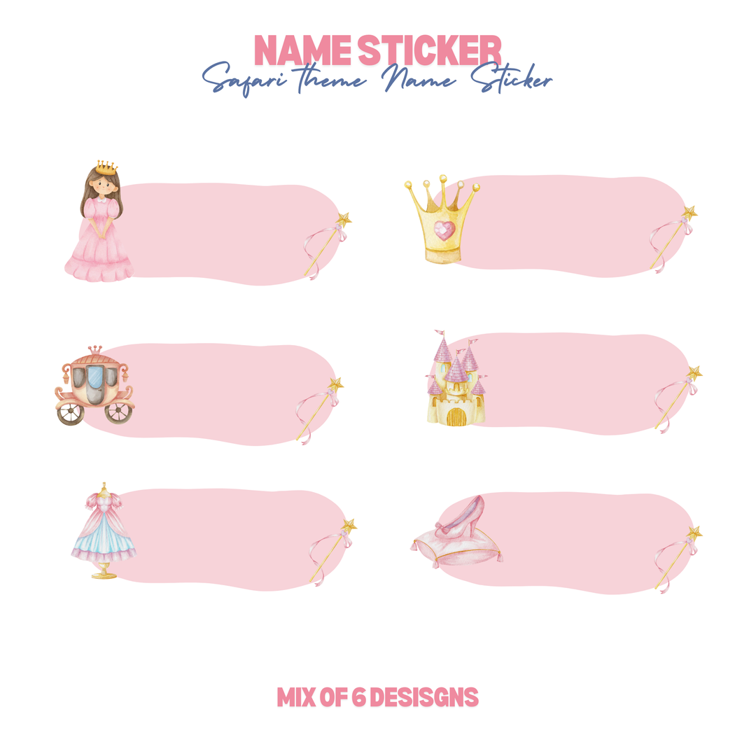 Personalized Princess Theme Customized Name Sticker Set