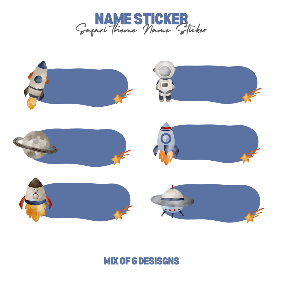 Personalized Space Theme Customized Name Sticker Set