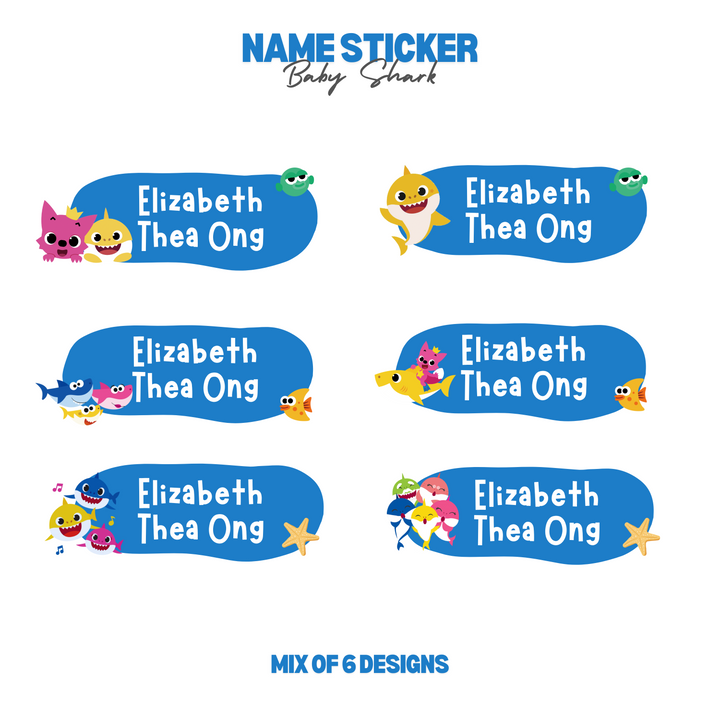 Baby Shark Personalized Name Sticker Set