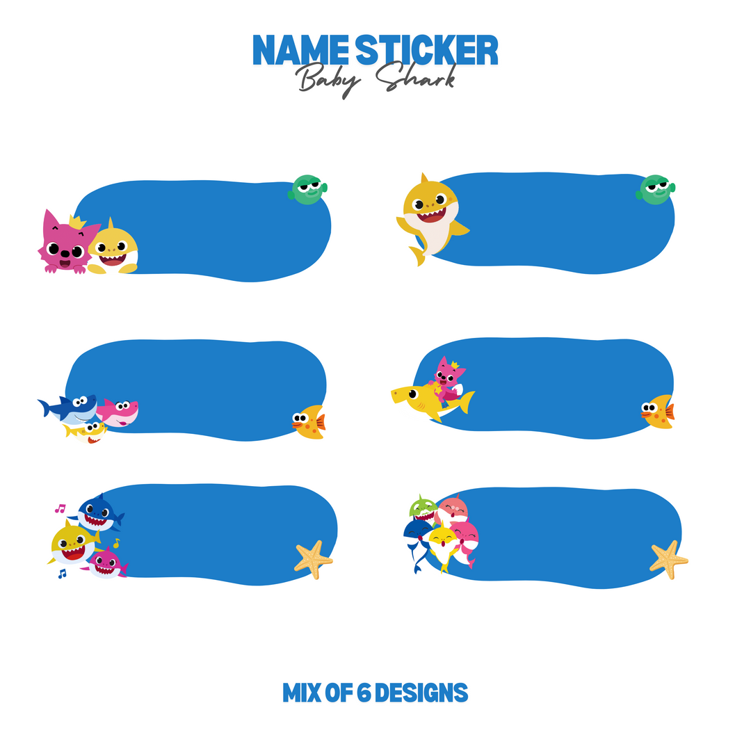 Baby Shark Personalized Name Sticker Set