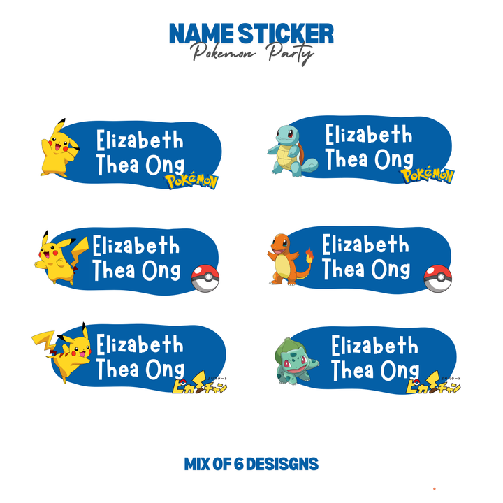 Pokemon Personalized Name Sticker Set