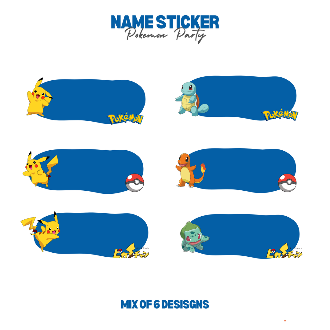 Pokemon Personalized Name Sticker Set