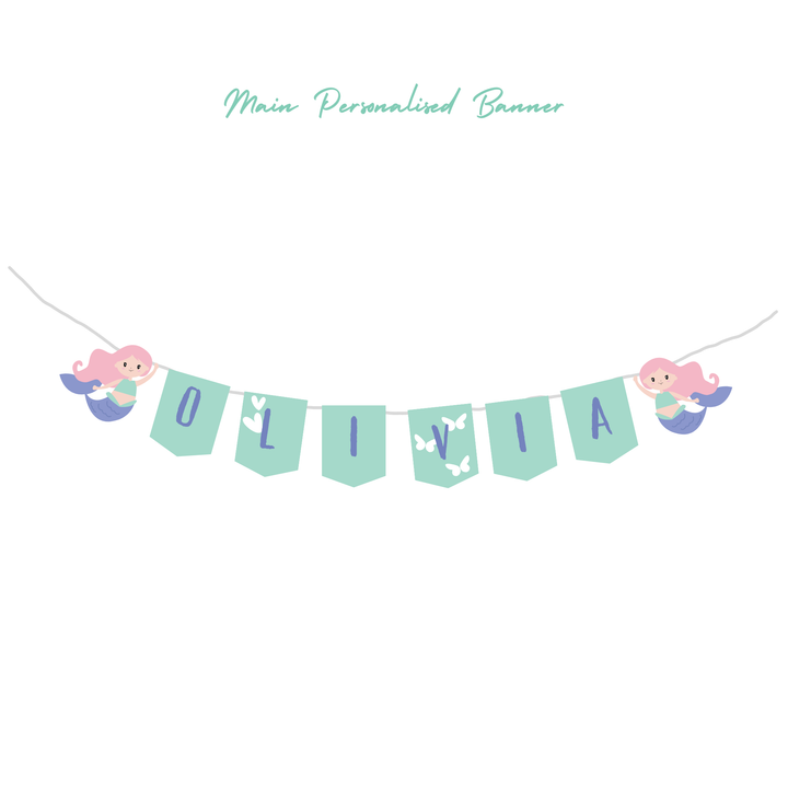 Personalized Mermaid Theme Personalised Banner