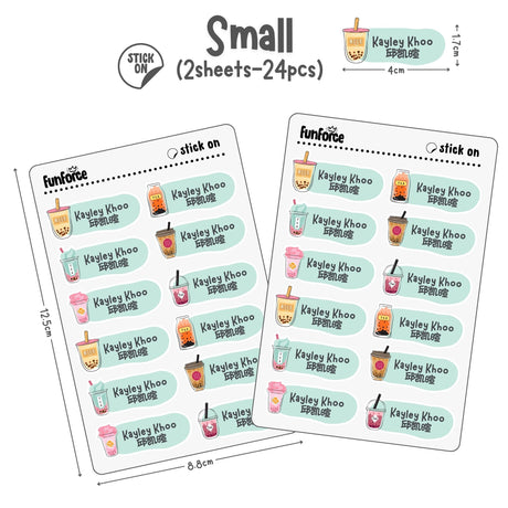 Boba Bubble Tea - Name Sticker Set