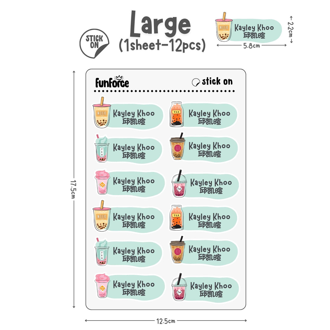 Boba Bubble Tea - Name Sticker Set