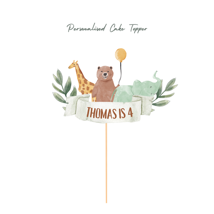 Personalized Safari Animal Theme Personalised Cake Topper