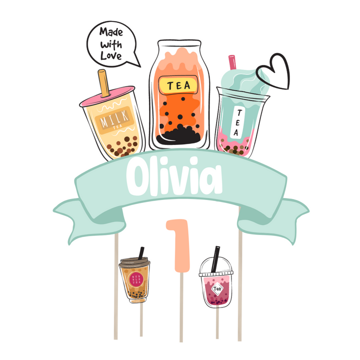 Bubble Tea Personalised Cake Topper