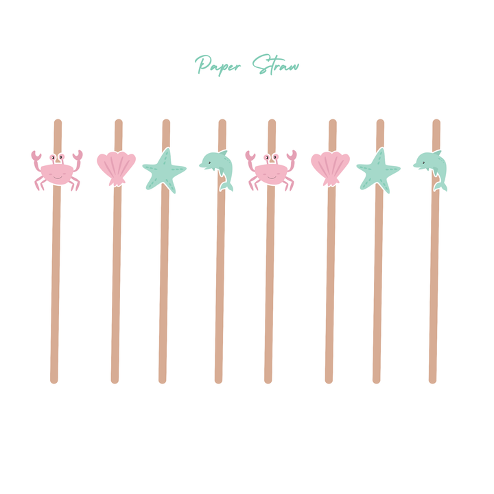 Personalized Mermaid Theme Paper Straw