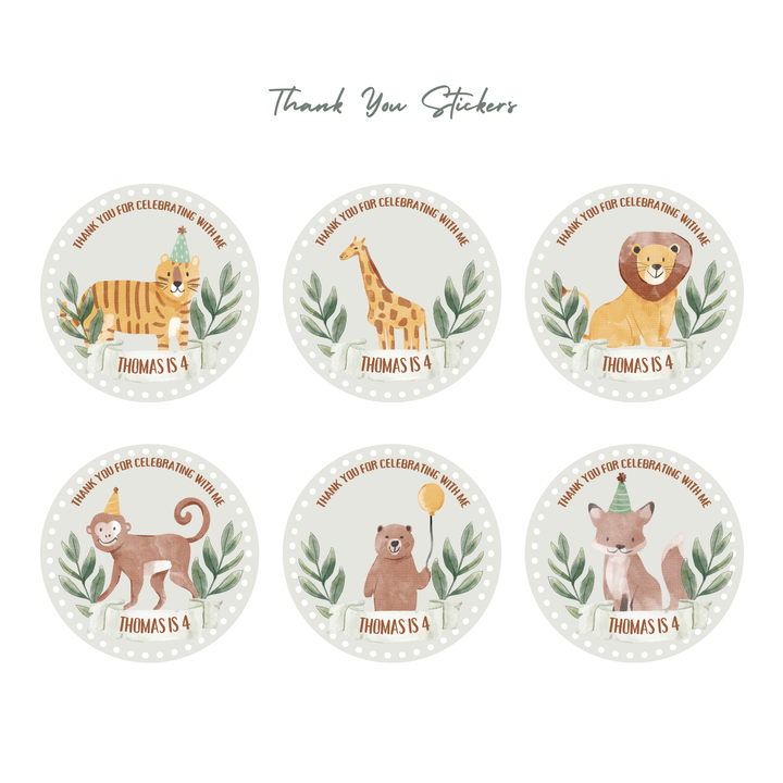 Personalized Safari Theme Birthday Sticker