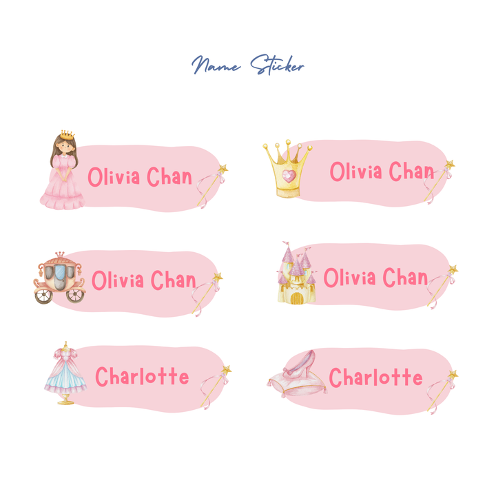 Personalized Princess Theme Customized Name Sticker Set