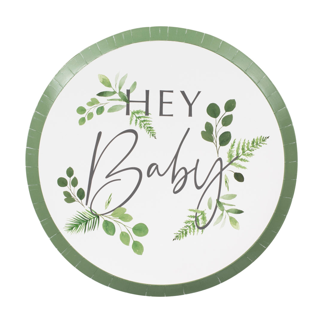 Botanical Hey Baby Shower Plates