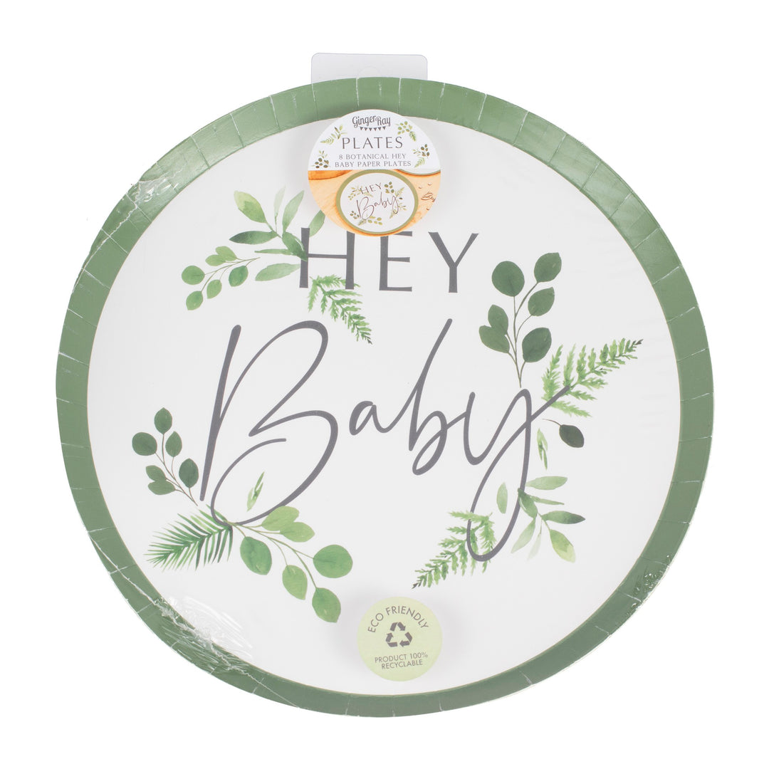 Botanical Hey Baby Shower Plates