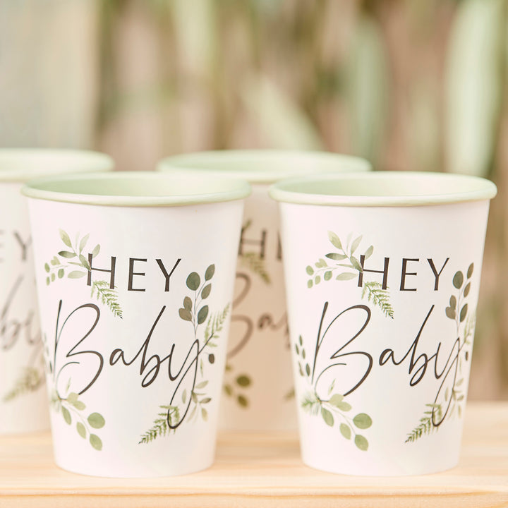 Botanical Hey Baby Shower Cups