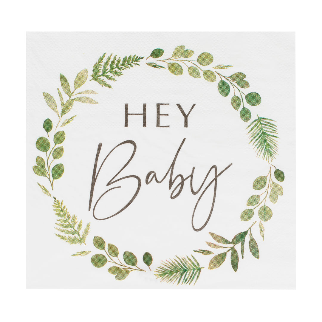 Hey Baby Shower Botanical Napkins