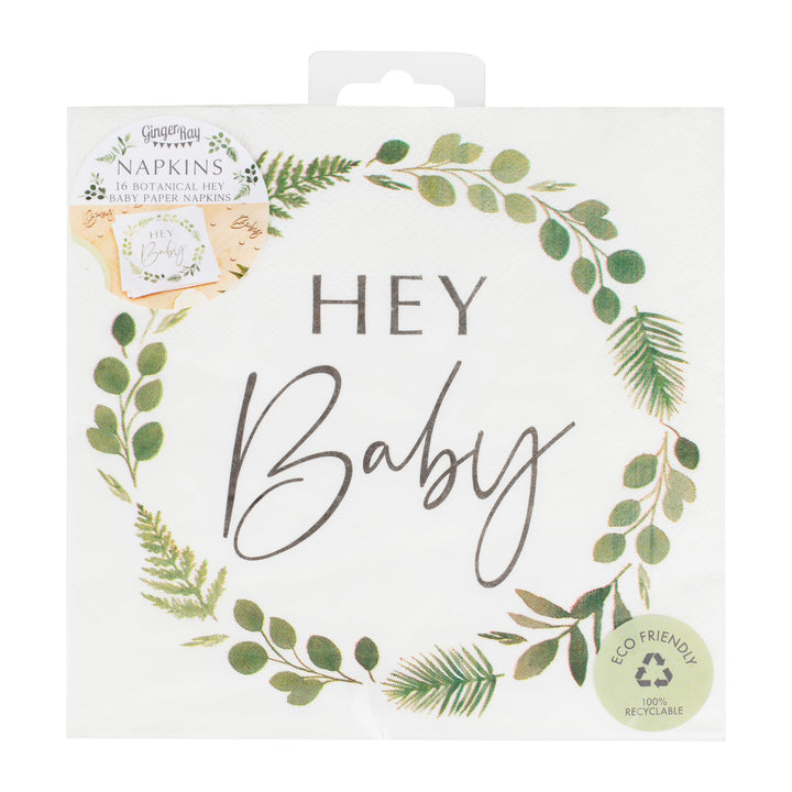 Hey Baby Shower Botanical Napkins