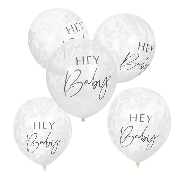 Hey Baby Shower Confetti Balloons