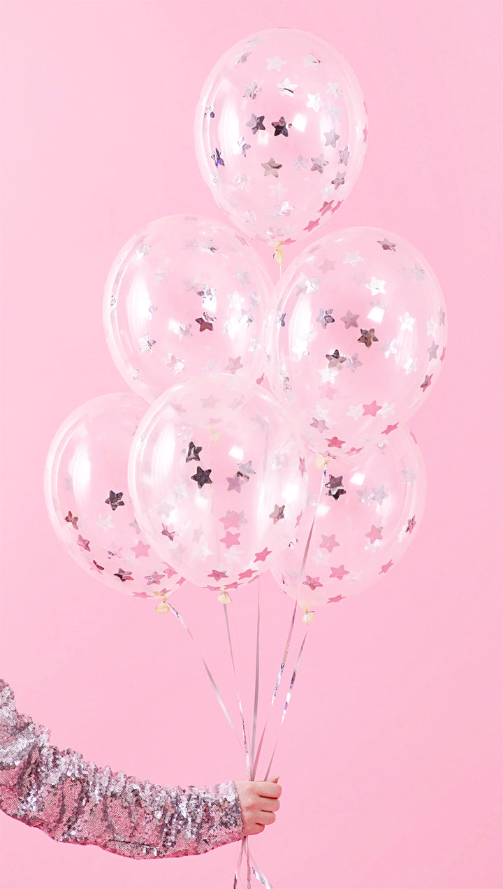 12inch Confetti balloons - silver star