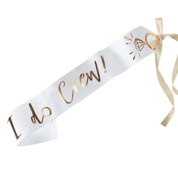 White And Gold I Do Crew Bachellorette Party Sashes 6 Pack