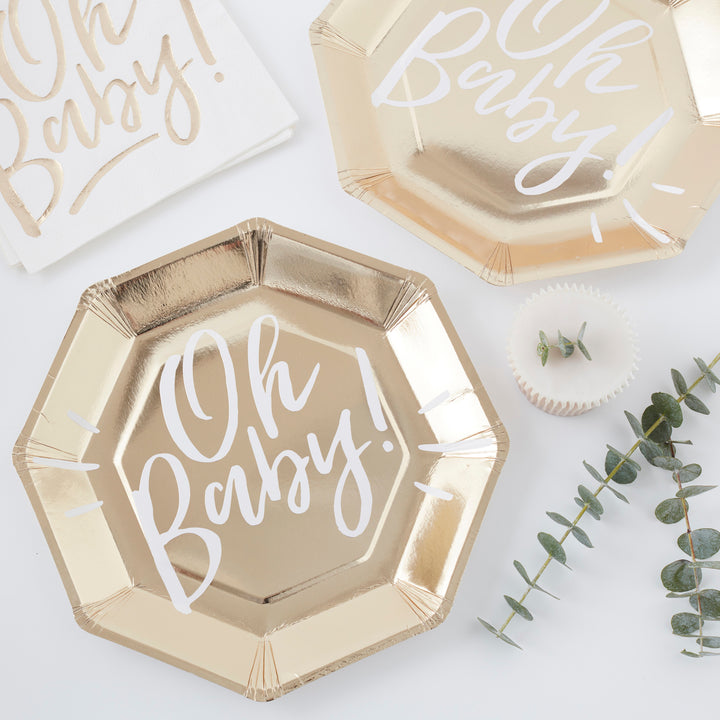 Oh Baby! Gold Foiled Paper Plates