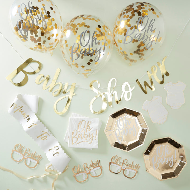 Gold Oh Baby! Baby Shower Bunting