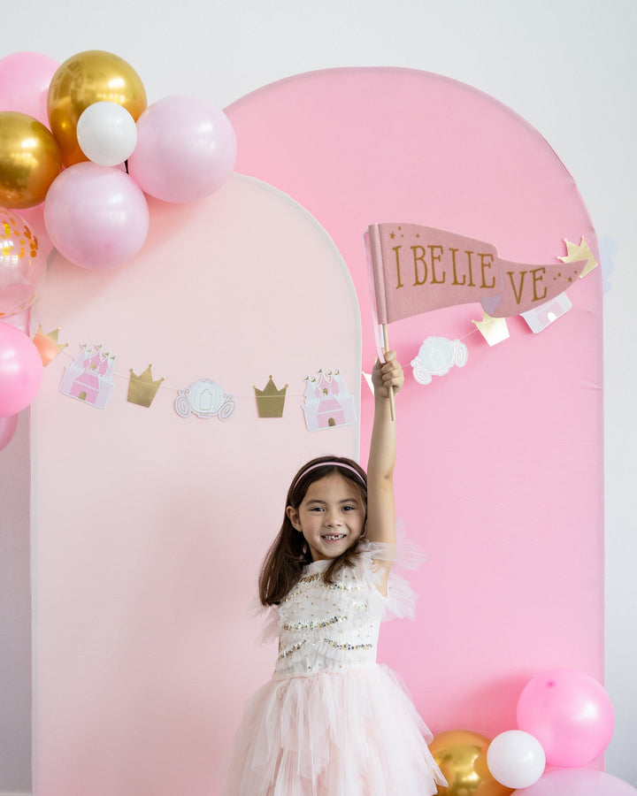 Pink Unicorn I Believe Chipboard Pennant Banner