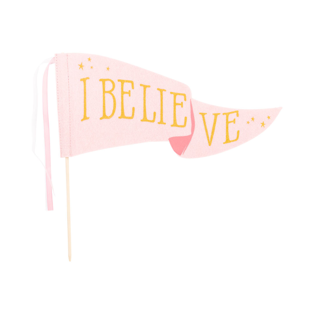 Pink Unicorn I Believe Chipboard Pennant Banner