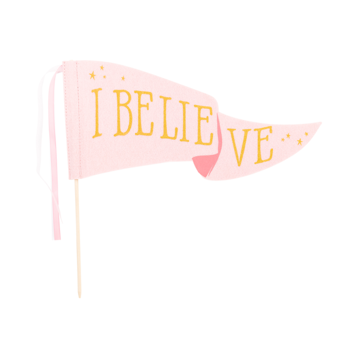 Pink Unicorn I Believe Chipboard Pennant Banner