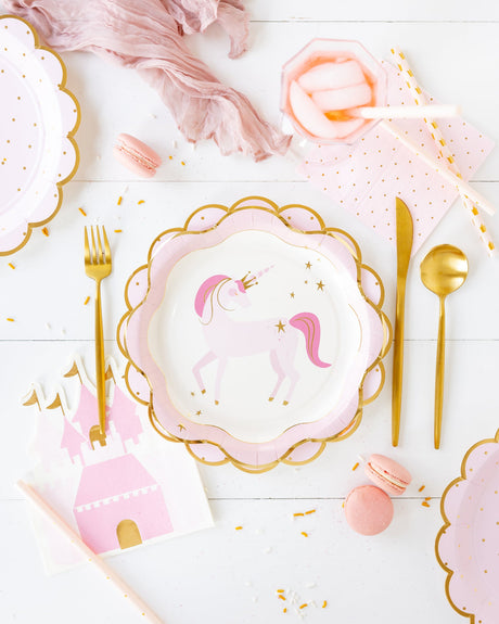 Pink Unicorn Ruffle Edge Plate