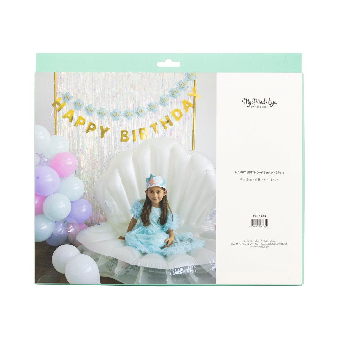 Mermaid Happy Birthday Puffy Felt Banner