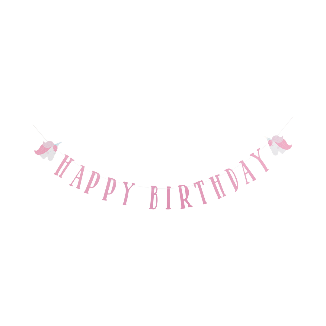 Pink Unicorn Happy Birthday Banner