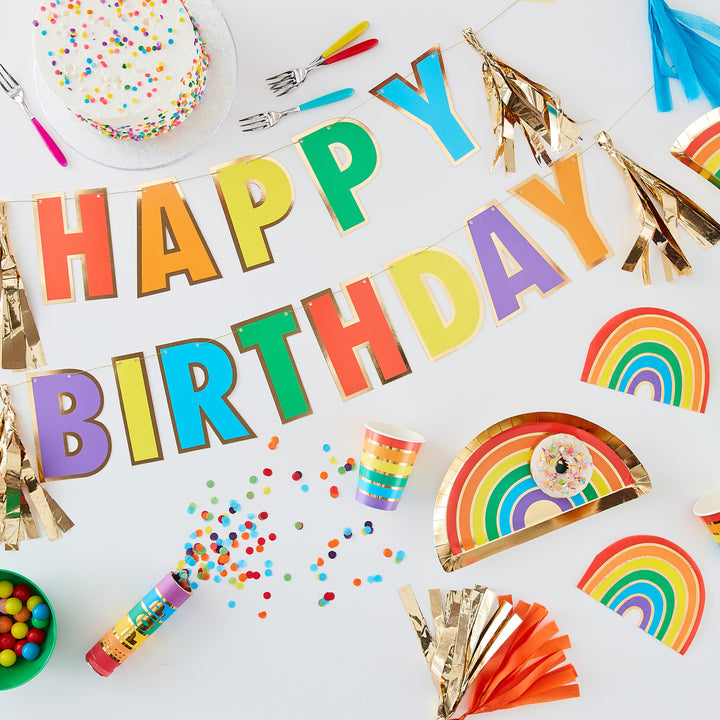 Happy Birthday Rainbow Confetti Balloons