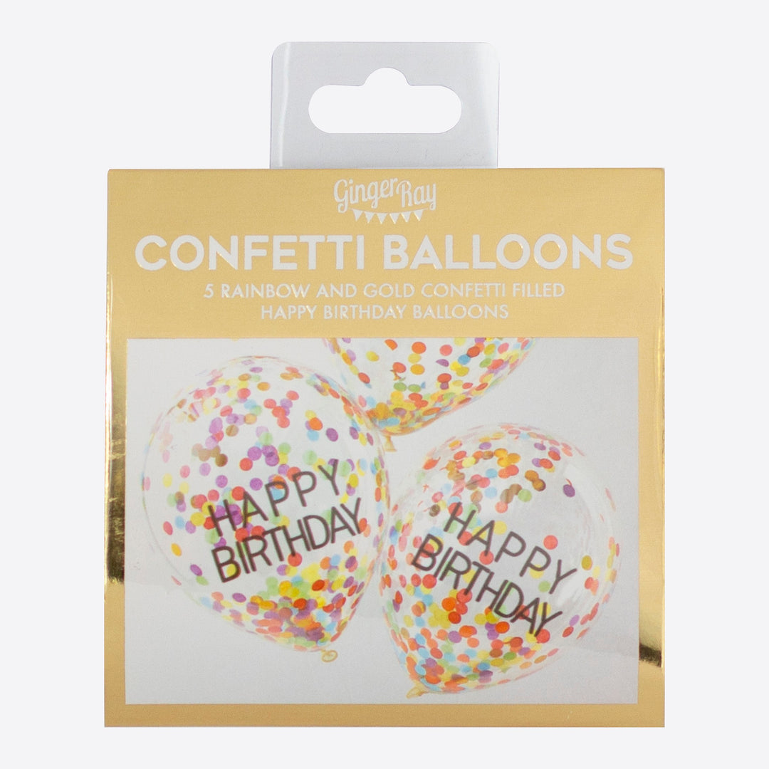 Happy Birthday Rainbow Confetti Balloons