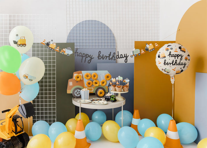 12inch Balloons, Construction vehicles, Pastel Light Cream