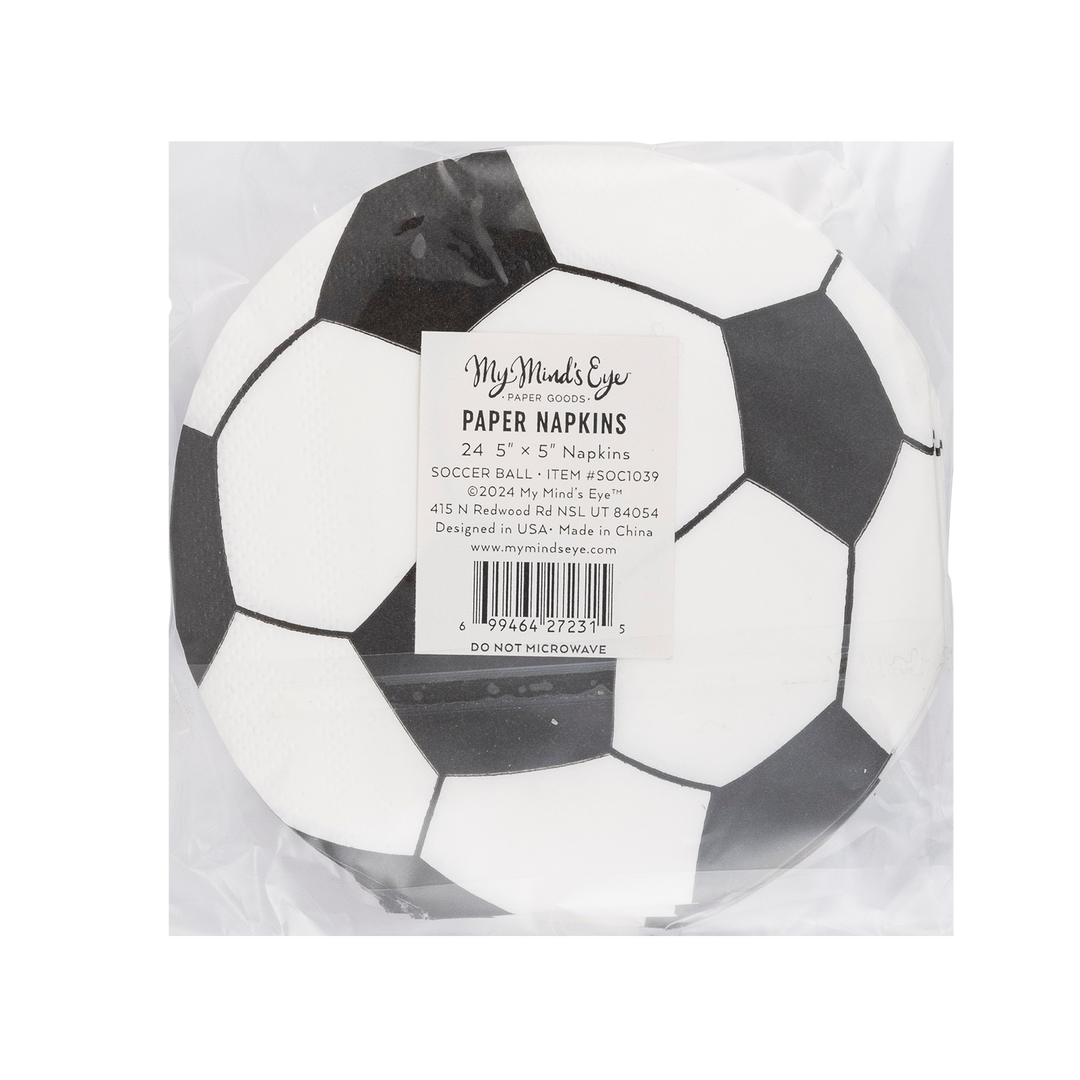 Soccer Ball Shaped Paper Cocktail Napkin