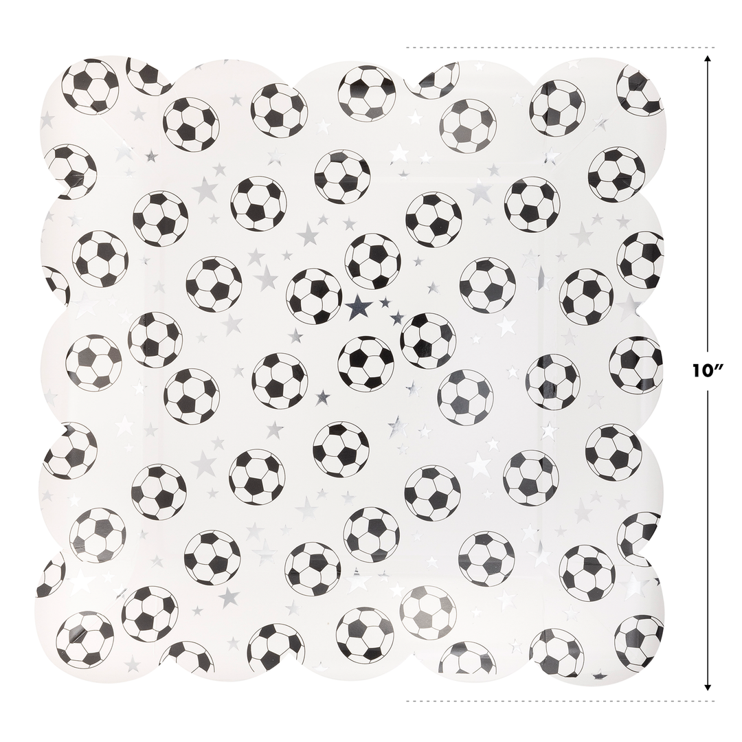 Scattered Soccer Ball Paper Plate