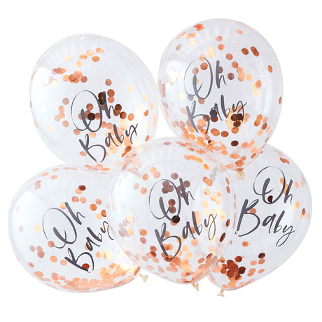 Rose Gold Oh Baby! Shower Confetti Balloons