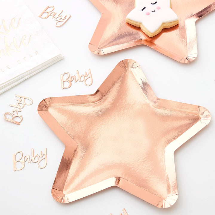 Rose Gold Star Shaped Paper Plates - Twinkle Twinkle