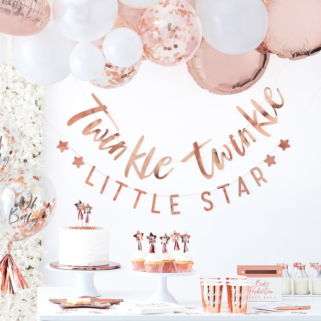 Rose Gold Star Shaped Paper Plates - Twinkle Twinkle