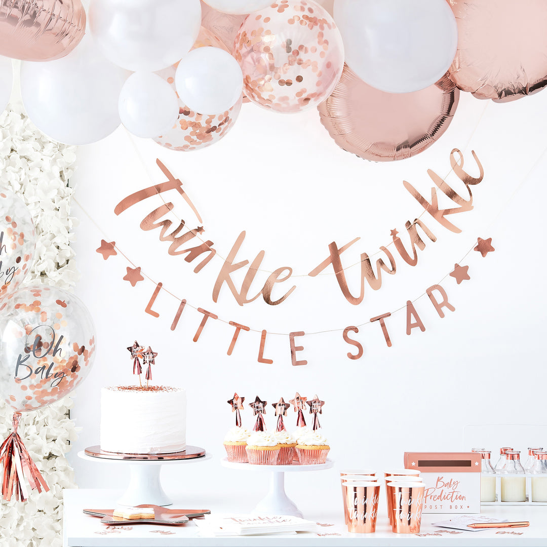 Rose Gold Oh Baby! Shower Confetti Balloons
