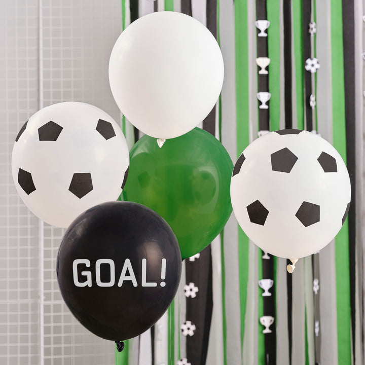 Black, White and Green Football Balloon Bundle