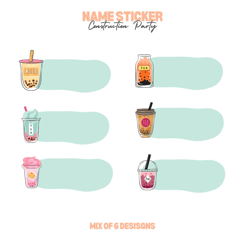 Boba Bubble Tea Personalized Name Sticker Set