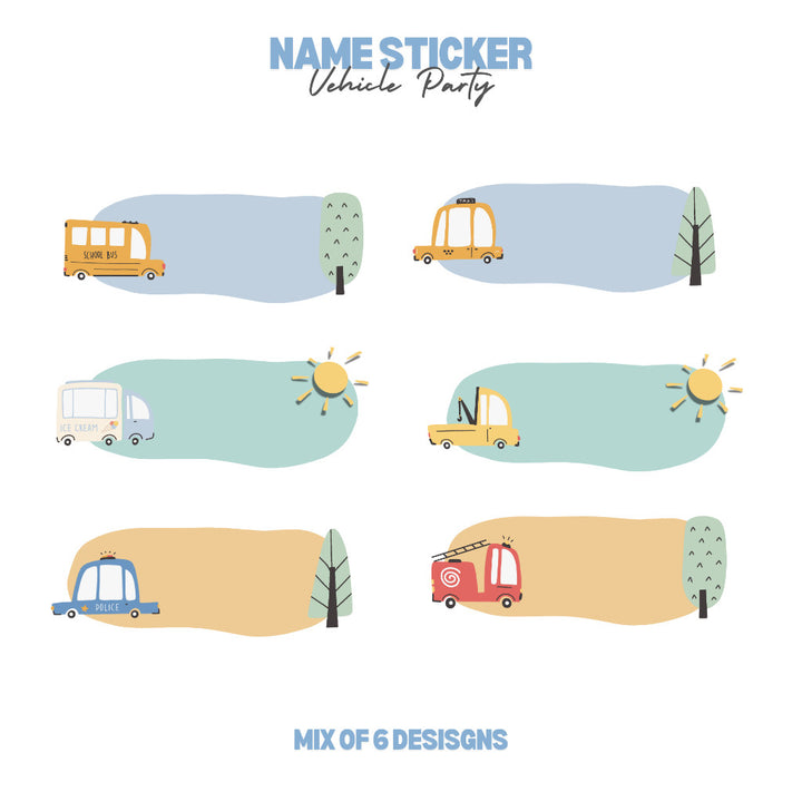 Transport Personalized Name Sticker Set